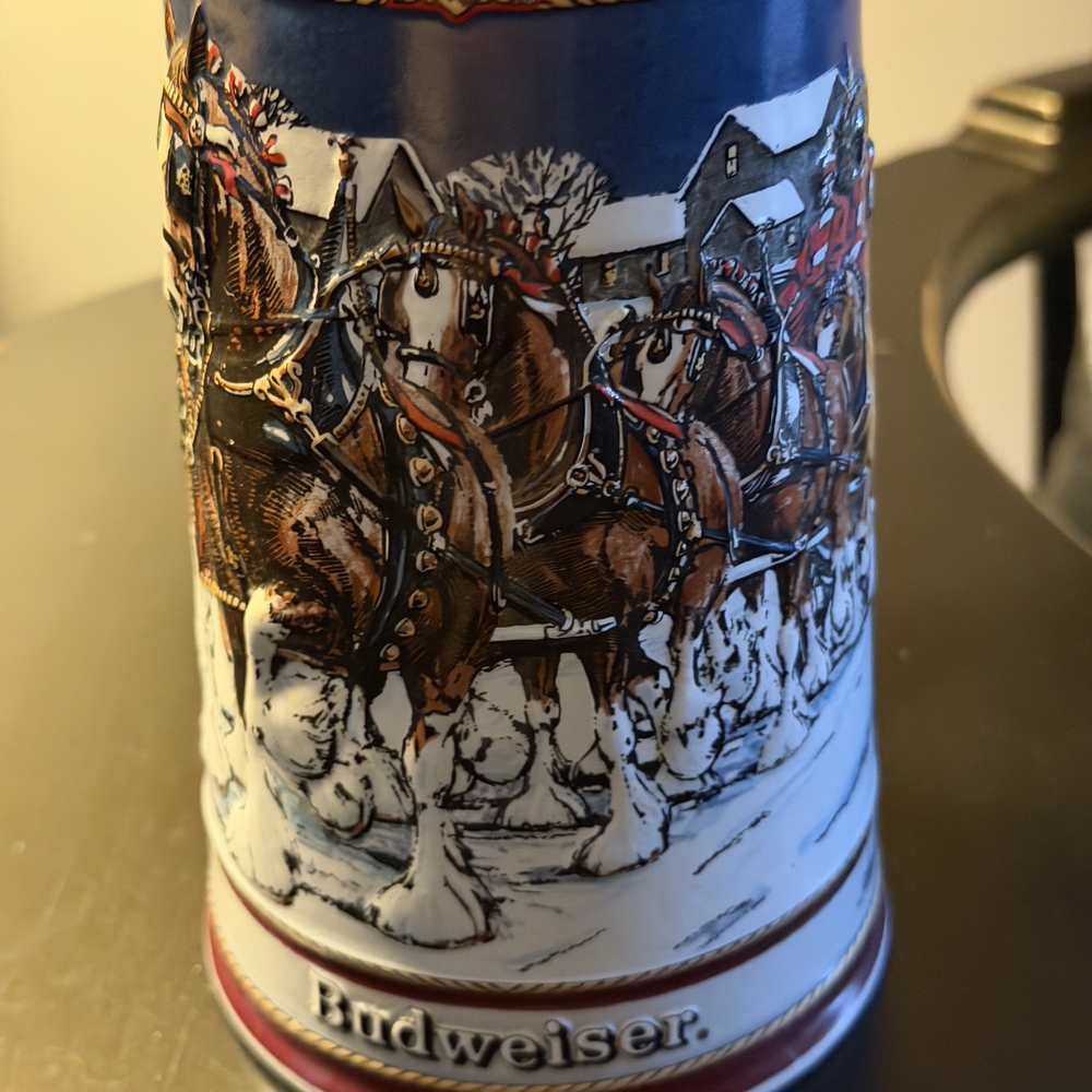 Budweiser Clydesdale Winter Scene Stein